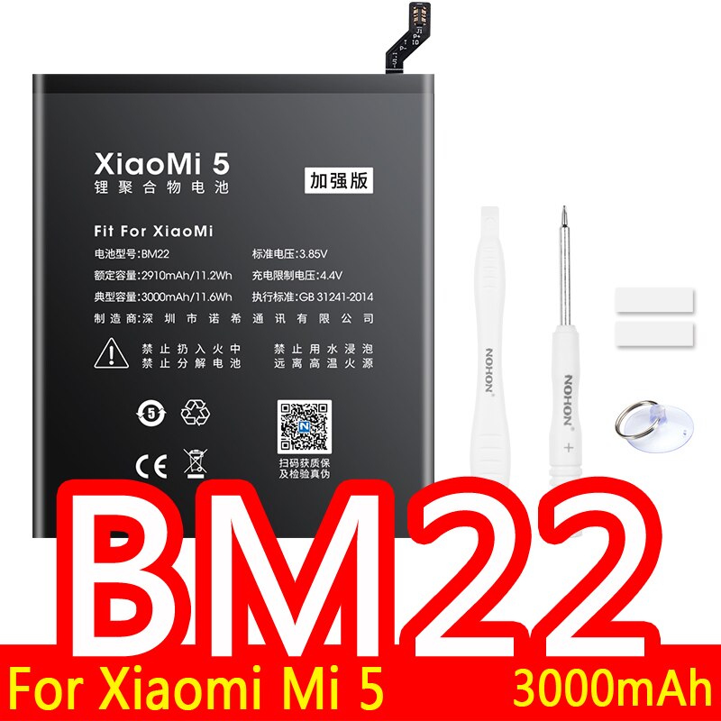 NOHON-batería BM4E BM3B BM3E BM3L BM3M BM4Q BM22 BM36 BM39 BM46 BM47 BN31 BN41 BN43 BN45 BN4A para Xiaomi Mi POCOPHONE F1 F2 Pro: BM22