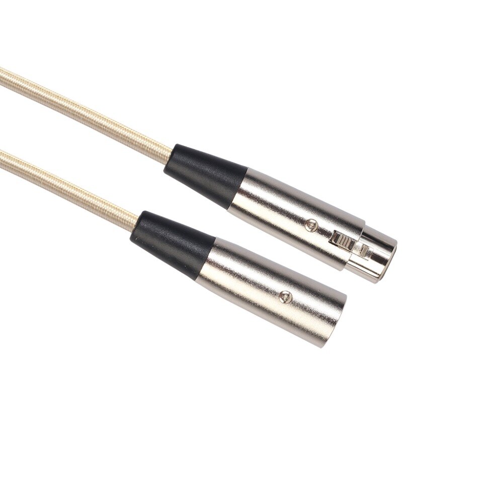 3- pins xlr mannelijke naar vrouwelijke microfoon audiokabel verlengkabel audio gevlochten afscherming microfoonkabel gouden draad lijn 0.3m/1m/1.8m/3m