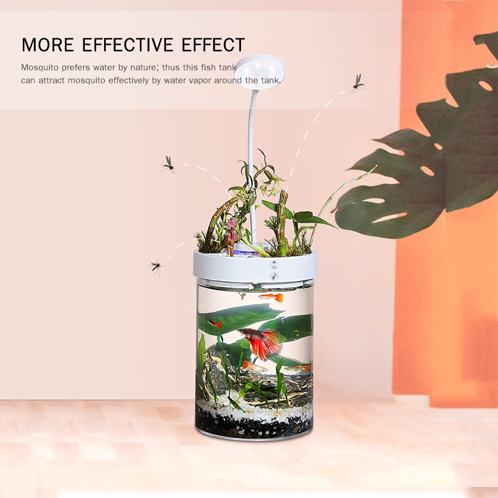 Pecera ecológica Ornamental, acuario multifuncional con función de matadero de mosquitos, decoración de poco ruido para la habitación del hogar y la Oficina