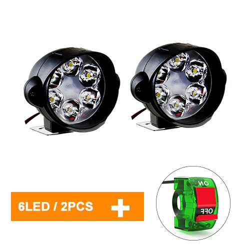 Accessoires de projecteur électrique de moto | Projecteur à Led 12V 6500K 6 Leds, feux de voiture, ampoules lumineuses pour moto tout-terrain: 2pcs 6 leds  green