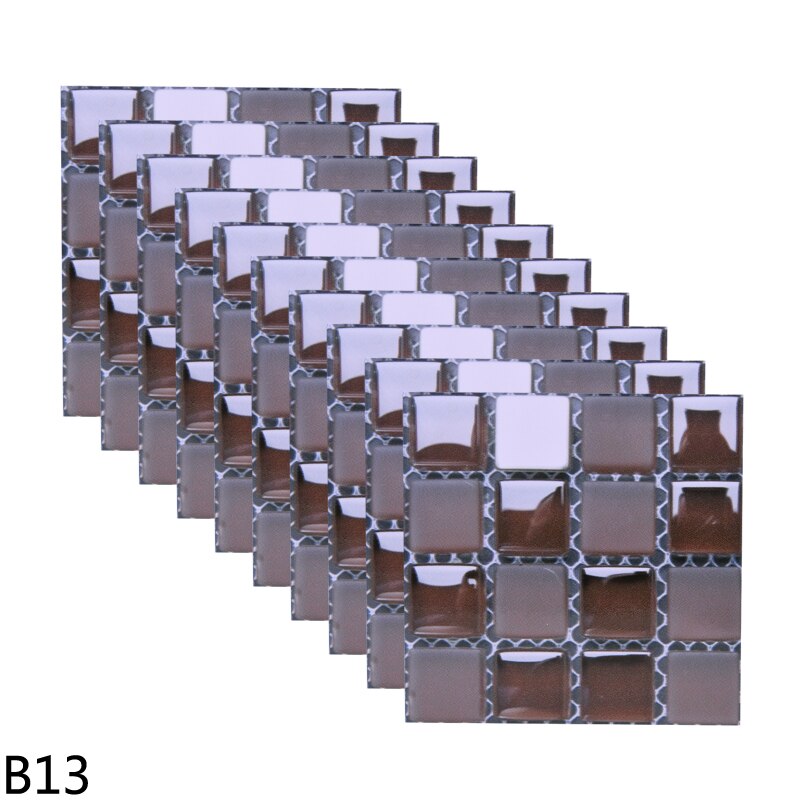 10pcs 10cm Mosaic Wall Tile Waterproof Self Adhesive Stickers for Home Bathroom PVC Tile Decal Kitchen Wall Sticker Art Decorate: B13