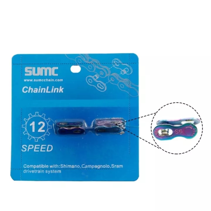 2 pares de cadena de bicicleta SUMC, eslabón faltante, 6/7/8/9/10/11/12 velocidades, cadena reutilizable para bicicleta de montaña y carretera, cierre mágico, enlace rápido colorido dorado: violet