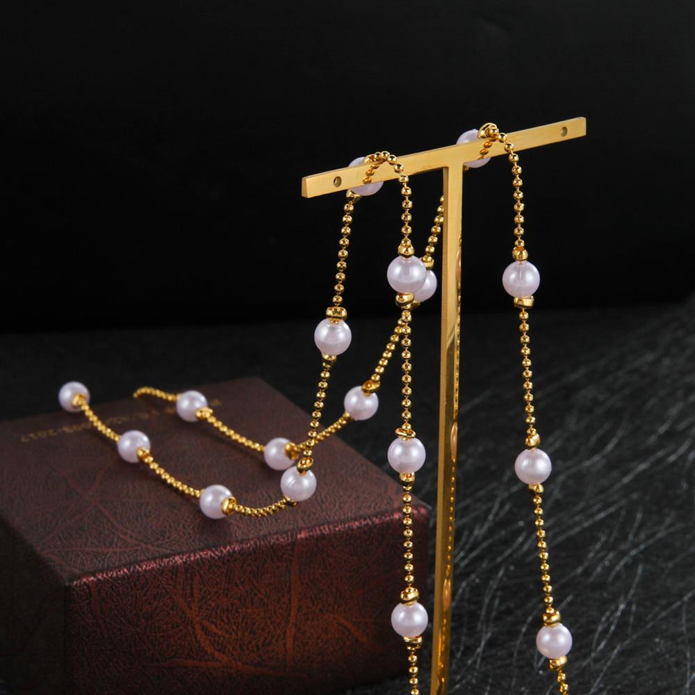 Teamer Gesimuleerde Parel Kralen Ketting Voor Bril Mode Masker Lanyards Ketting Zonnebril Ketting Bandjes Eyewear Accessoires: G Gold Plated