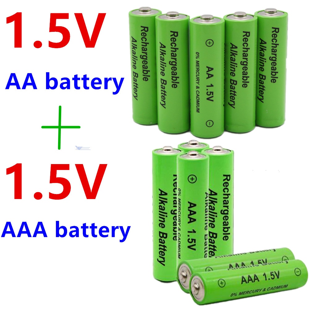 AA + AAA 100% 1,5 V AA AAA Batería alcalina recargable 2100-3000mAh antorcha relojes de juguete MP3 reproductor reemplazar batería Ni-MH