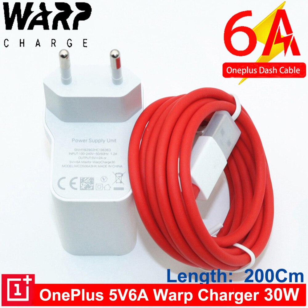 Caricatore di ordito OnePlus 7T 5V6A ordito originale ricarica rapida EU 、 caricatore usa per OnePlus 8 8pro 8T 7T Pro 7 6T 6 cavo di ordito OnePlus 6A: EU Add Cable 2.0M