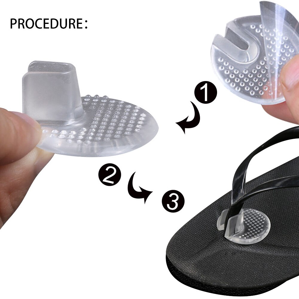 Almohadillas de silicona para el antepié, 2 pares, para sandalias, chanclas, zapatillas, antideslizantes