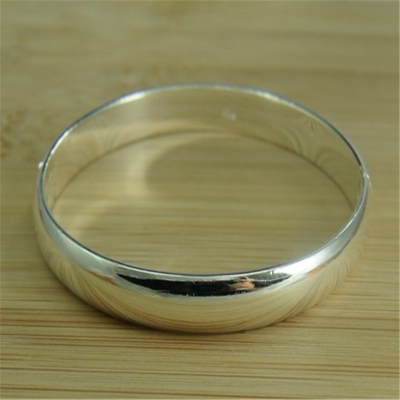 Bracciale color argento semplice lucido aperto braccialetto regalo gioielli moda