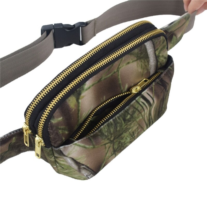 bolso cruzado multifunción Unisex cuadrado de camuflaje al aire libre Casual bolsa de pecho con bolsillo de seda