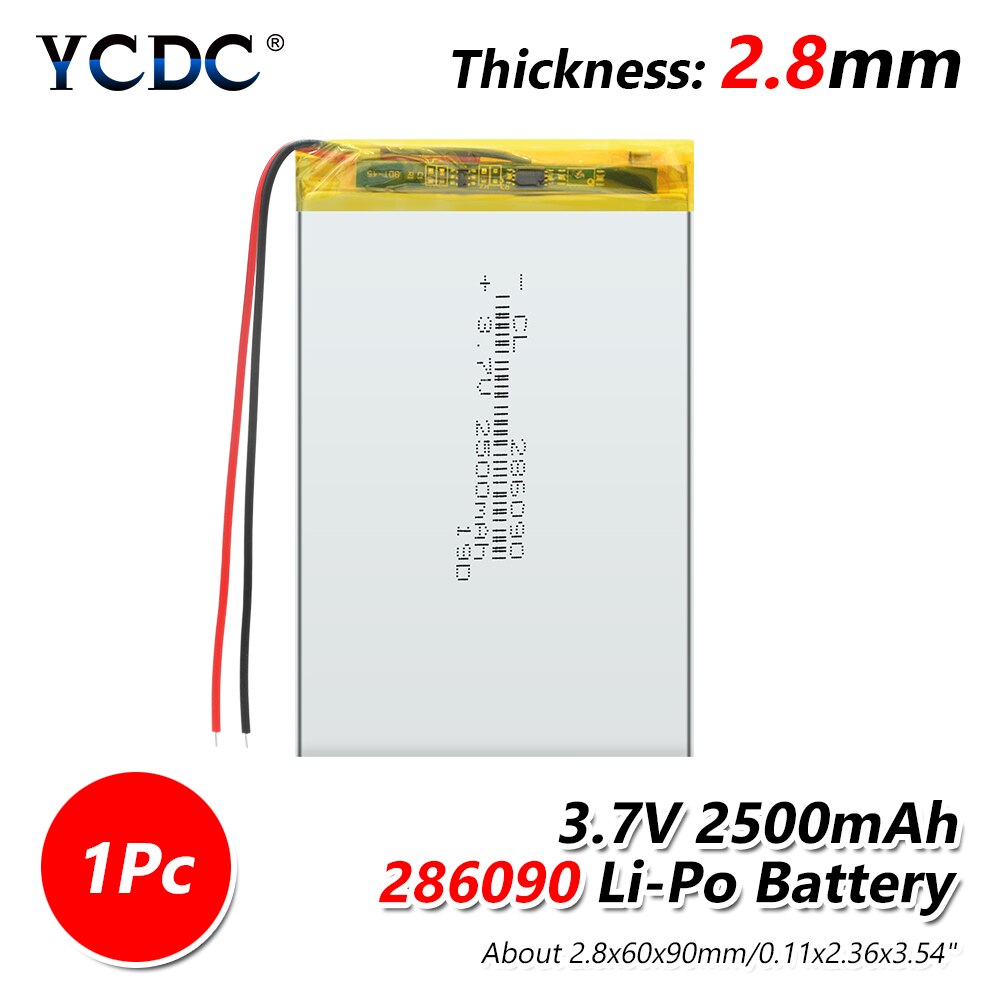 YCDC Batteria Ricaricabile Polimero di Litio - 2500mAh 3.7V - Per MP3, MP4, GPS, PSP, Cuffie Bluetooth: 1 pz