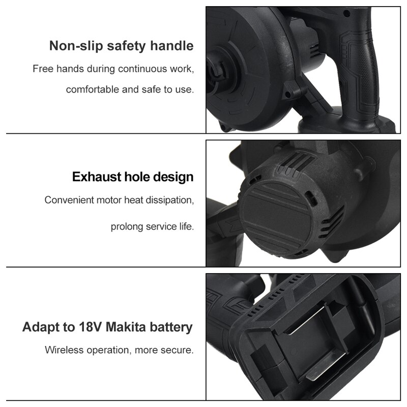 880W Handheld Air Blower Set With 2Pcs Battery Cordless Electric Blower For Makita 18V Battery Machinery Cleanning US Plus