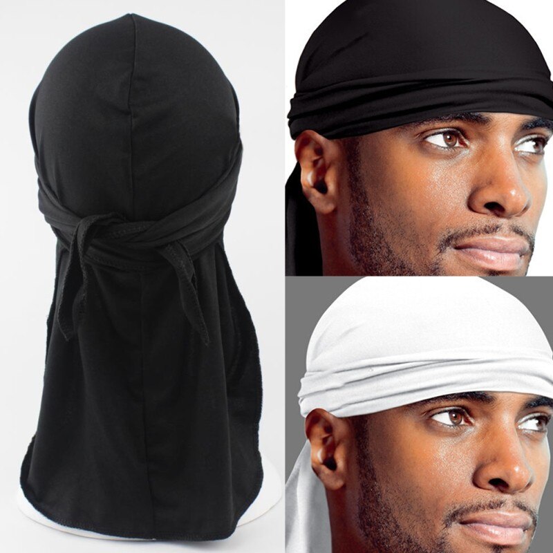 Spandex König S Durag Hütte Durags Bandana Turban Perücken Männer Seidige Durag Headwear Stirnband Schwarz/Weiß Haar Zubehör