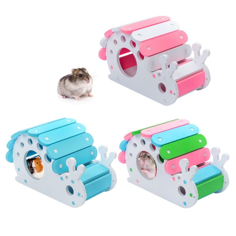 View of Hamster Wooden Hideout House DIY Hideaway Hut Snai... – Vicedeal