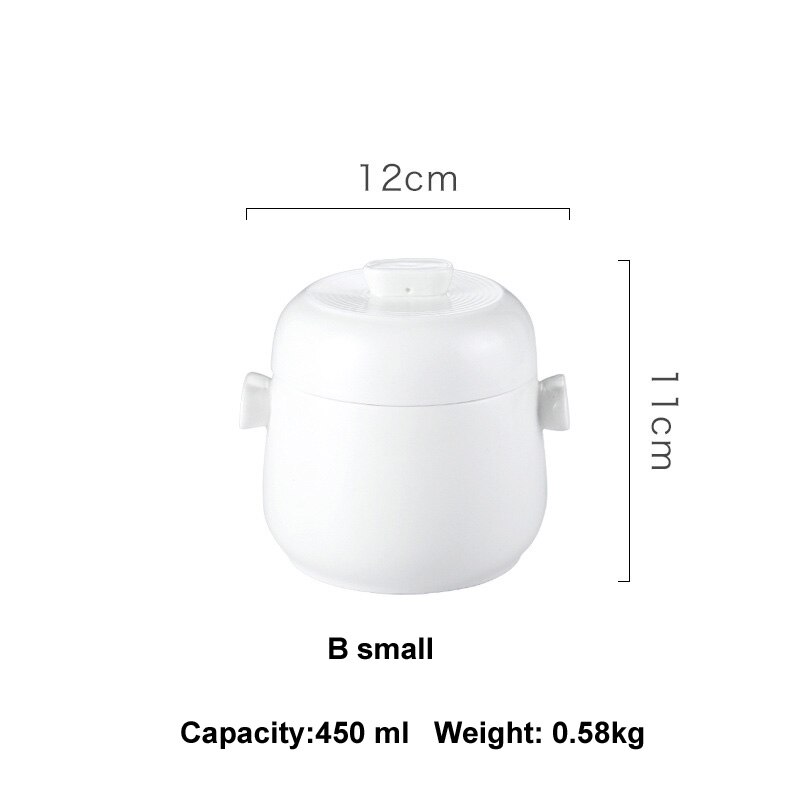 Cuenco de cerámica con asa para sopa, Bol para cocinar a vapor con doble tapa y taza humeante, para carne, carne, huevo, olla de cocción lenta, tamaño grande: B small