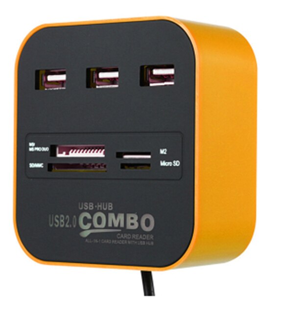 Twobro USB Hub 2.0 3 Ports TF Micro SD Card Reader Slot USB Combo Multi All In One USB Splitter Cables For Laptop Macbook: Orange