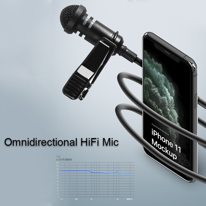 Mini Microphone For IOS Android Phone Omnidirectional lavalier microphone recording K song interview recording portable micropho