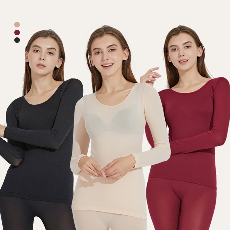 Winter Cotton Thermal Underwear Set Female Warm Ultrathin Elastic Seamless 37 Degree Constant Long Johns For Women Clothing