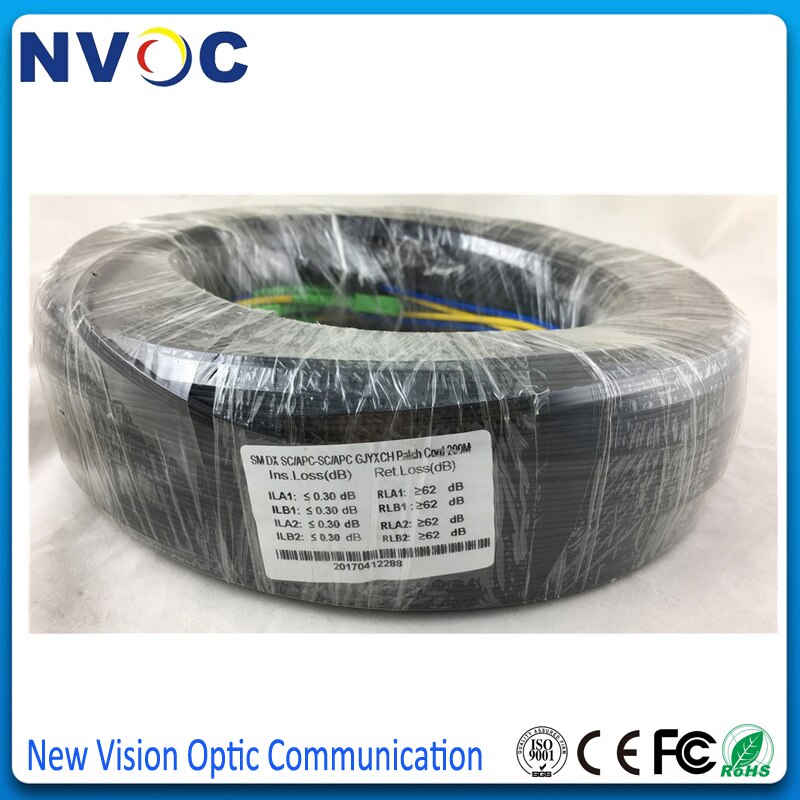 200M Outdoor FTTH Fibra Ottica di Goccia Cavo Patch Cord SC/APC di SC/APC Duplex SM G657A2 LSZH 2core GJYXCH di Goccia Cavo Patch Cord