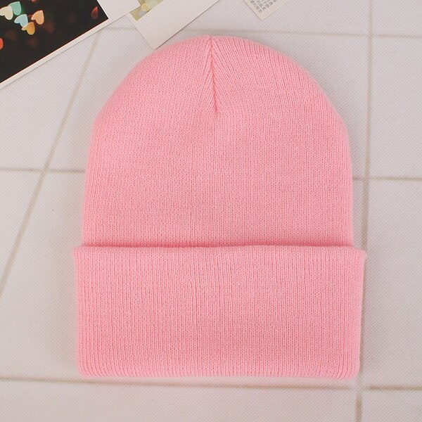 Winter Hats for Woman Beanies Knitted Solid Cute Hat Girls Autumn Female Beanie Caps Warmer Bonnet Ladies Casual Cap: Pink Cap