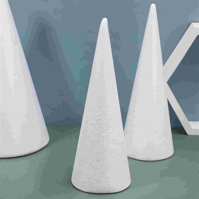 32x12cm 2pcs DIY White Cones Arts and Crafts Cone Shaped Foams Craft Projects Christmas Tree Table Centerpiece Cone