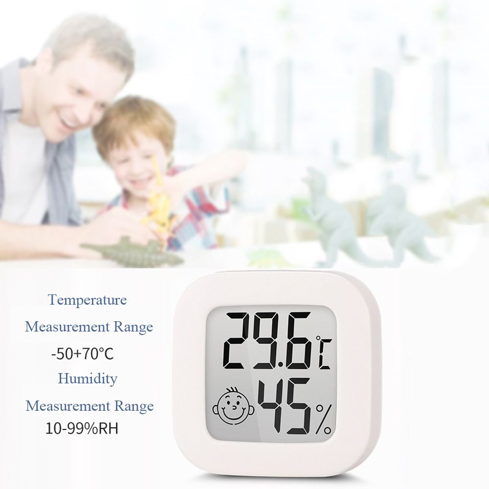 Mini Digital Thermometer Cute Smiley Hygrometer LED Temperature Humidity Meter Indoor Weather Measurement Device for Home
