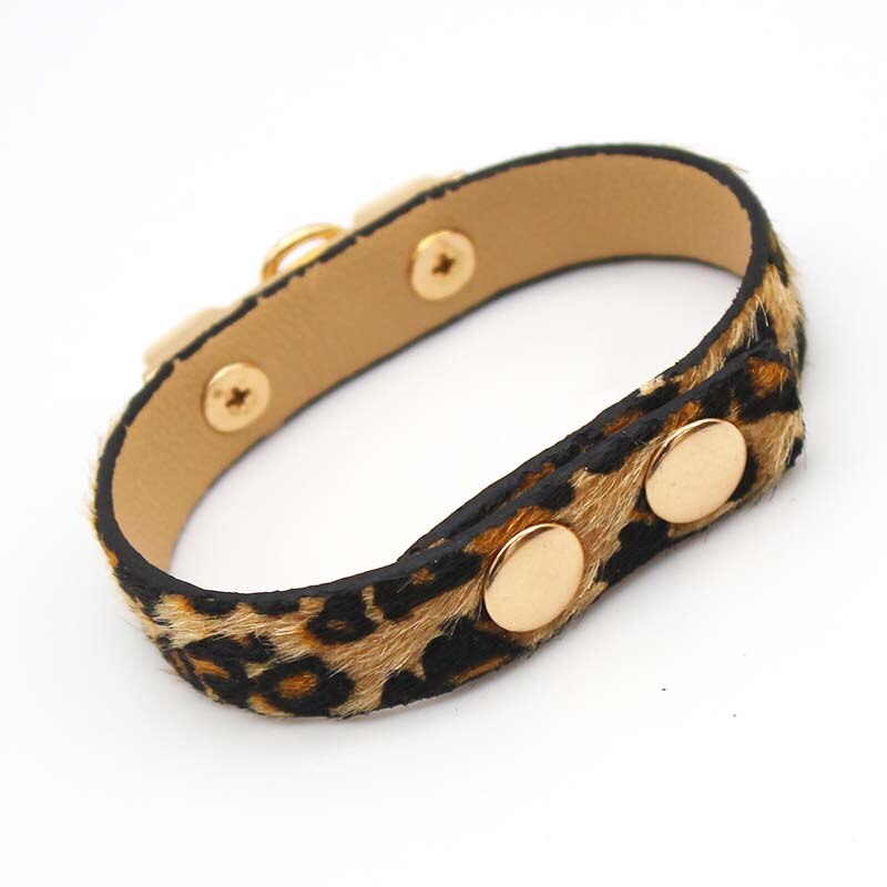 D&D Leather Bracelet For Women Leopard Simple Punk Charms Bracelet Female Cuff Jewelry