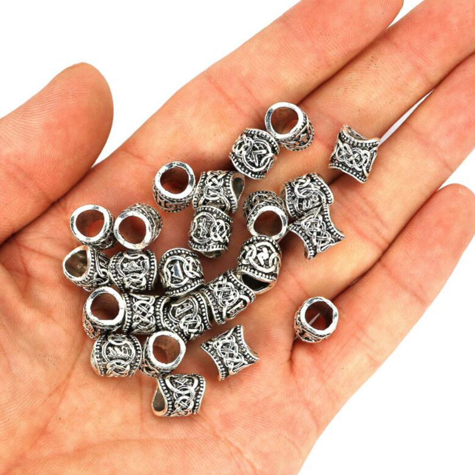 Viking Runa-Juego de bobinas de cuentas para Barba, anillos nórdicos para pelo, peldaños y barbas, 24 piezas