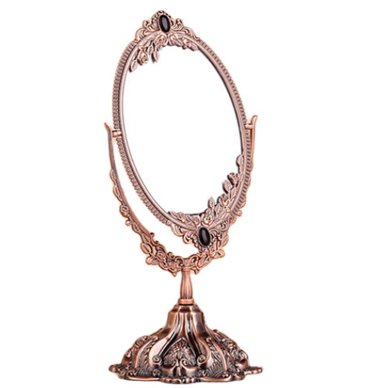 Specchio per trucco da tavolo Vintage doppio lato rotante europeo decorazioni per la casa principessa specchio cosmetico cornice Decor tavolo specchi da toeletta