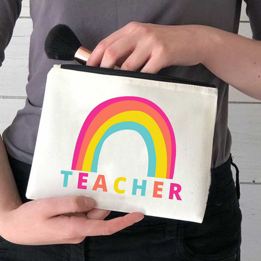 Rainbow Mama torby kosmetyczne piękny nauczyciel torebki na makijaż moda etui na przybory do makijażu zabawna torba do przechowywania duże etui podróżne wielokrotnego użytku: W04068-TBWH-D