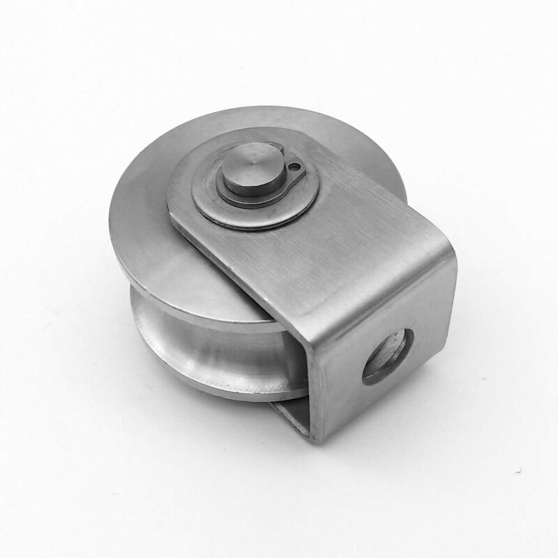 2 Pcs Pulley Block U 304 Stainless Steel Pulley Roller Duplex Bearing Silent Detachable Heavy Duty Grooved Wheel Loading