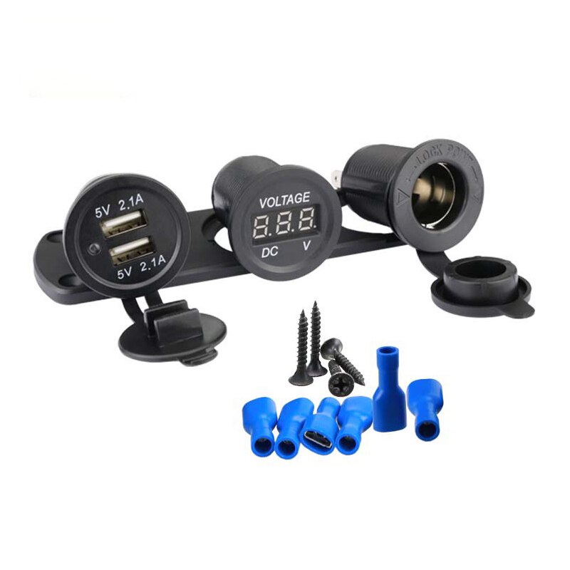 Waterdichte 12 V Mobiele Telefoon Autolader Met Led Digitale Voltmeter Sigarettenaansteker Plug Dual Usb 12 Volt Adapter