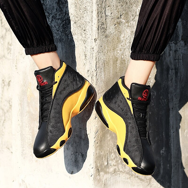 Men's High Top Sports Shoes Trend Running Shoes Outdoor Non-slip Man Sneakers Comfortable Adult Tennis Shoes: Yellow / 10