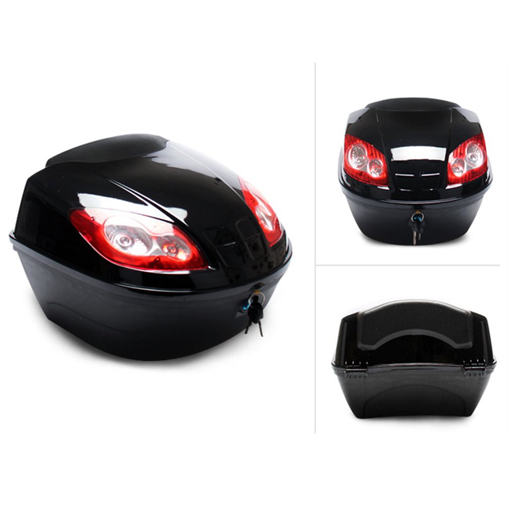 1 stk universal e-sykkel bakboks motorsykkel topp hard veske hjelm oppbevaring boks hale boks bagasje koffert med reflekterende lampe