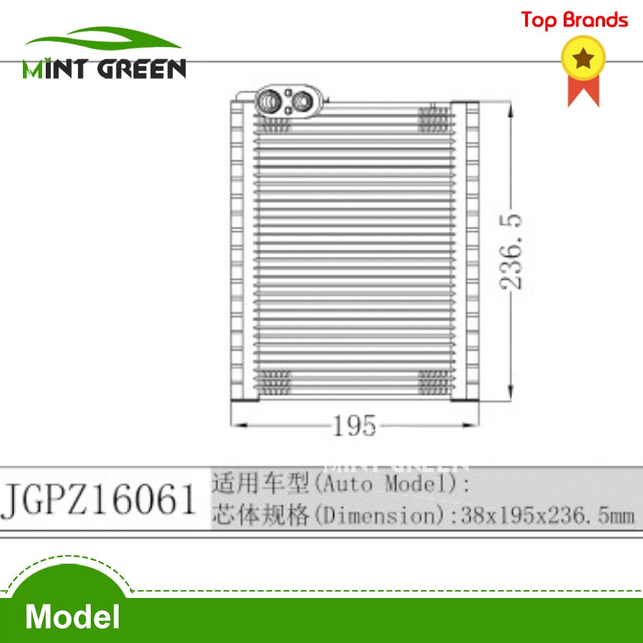 Evaporador para aire acondicionado de coche , tamaño 38x195x236,5mm, JGPZ16061