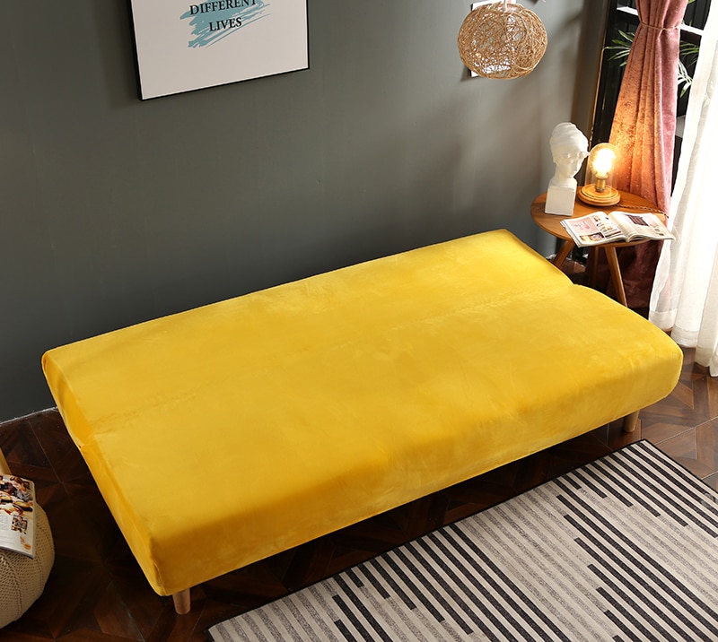 Sofa Cover Without Armrest Sofa Bed Solid Color Soft Plush Couch Cover Living Room with Elastic Band Stretch couch cover elastic