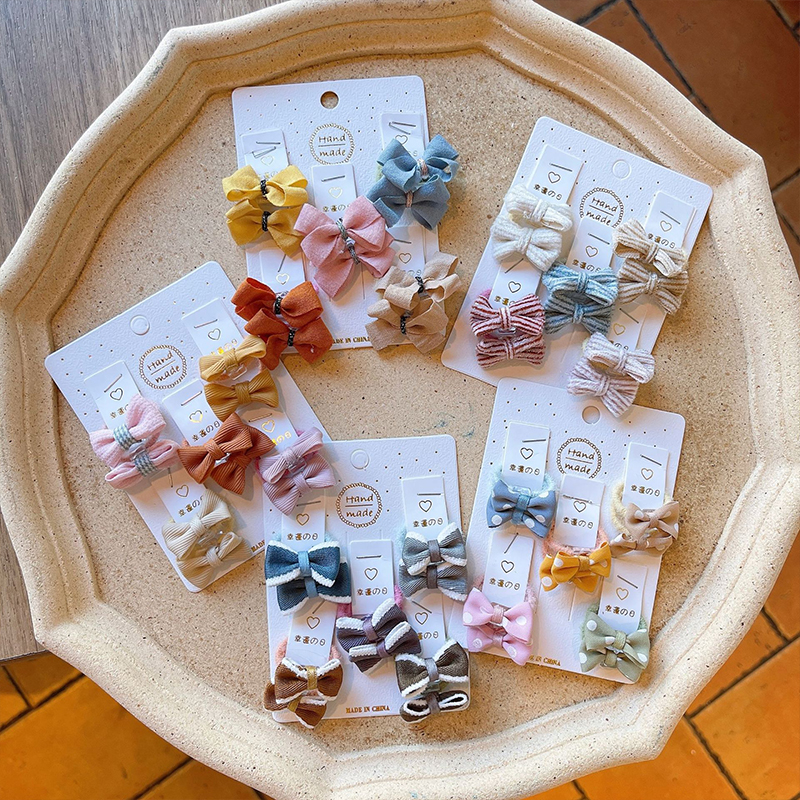 10 pz/lotto Bowknot accessori per capelli per bambini principessa ragazze Solid Dot fascia per capelli copricapo bambini corde per capelli elastici copricapo