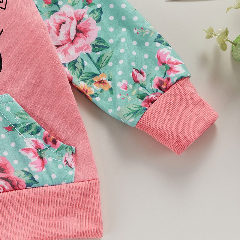 Sudadera con capucha de manga larga para niños y niñas, ropa de otoño para infantes de 0 a 3 años, con retales florales