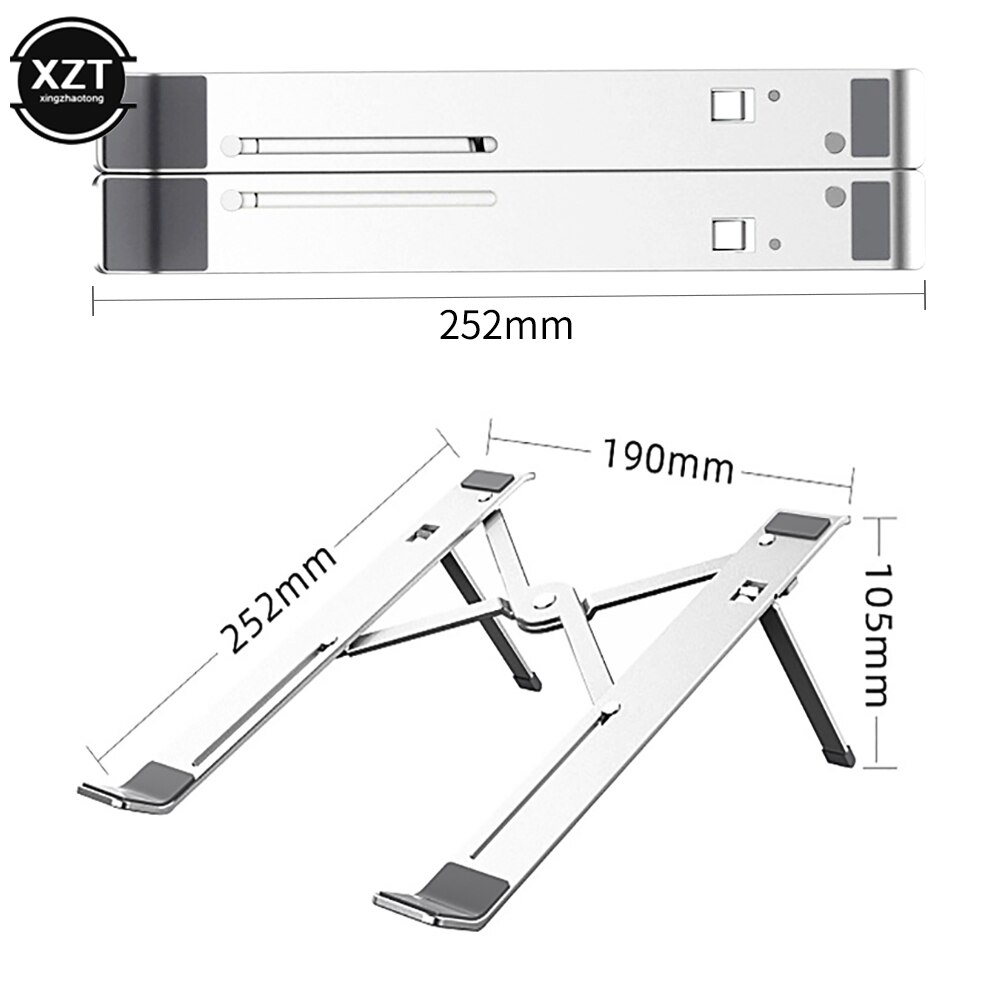Bærbar stativ højdejusterbar aluminium bærbar stigeholder bærbar ergonomisk notesbog  to 17 tommer til macbook air pro