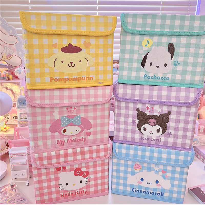 Sanrio Gitter Schreibtisch kippen Aufbewahrungsbox Kuromi mein Melodie Hallo Kätzchen Cinnamoroll Schreibtisch Organizer Kosmetik Briefpapier Kleinigkeiten Kasten