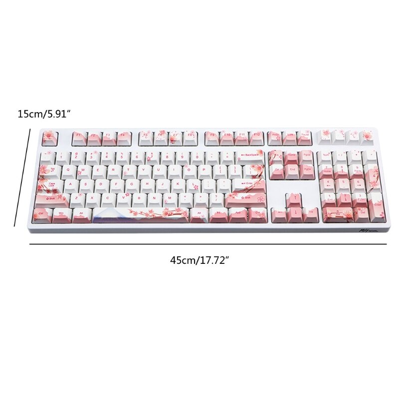 110 128 Keys Cherry Profile PBT Keycaps Full Set Mechanical Keyboard Keycaps PBT Dye-Sublimation Cherry Blossom Keycaps For GH60