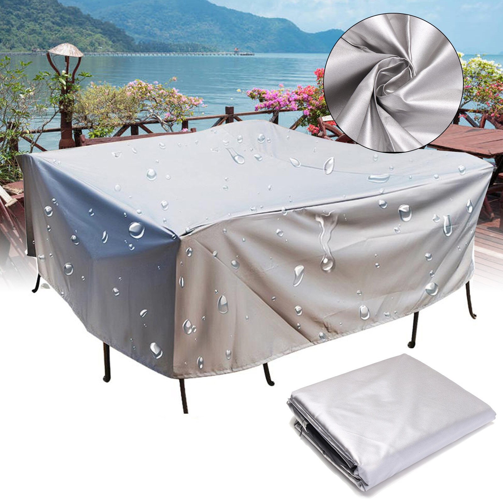 Cubierta impermeable para muebles de exterior, funda protectora de tamaño múltiple, para sofá, silla, mesa, lluvia, nieve, antipolvo