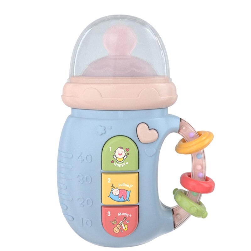 Infant Music Feeding Milk Bottle Shape Toys Electronic Feeding Bottle with Light: Blue