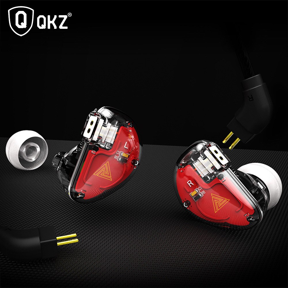 QKZ VK5 Wired Earphone with Mic 4 Unit Moving Ring Heavy Bass In-ear Headset 3.5mm Jack Headphone for Phone PC Laptop MP3 MP4