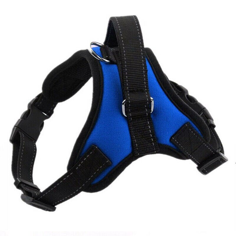 Modieuze Duurzaam Geen-pull Nylon Hond Harnas Outdoor Adventure Huisdier Vest Gewatteerde Handvat Verstelbare Borst Strip: Blauw / XL