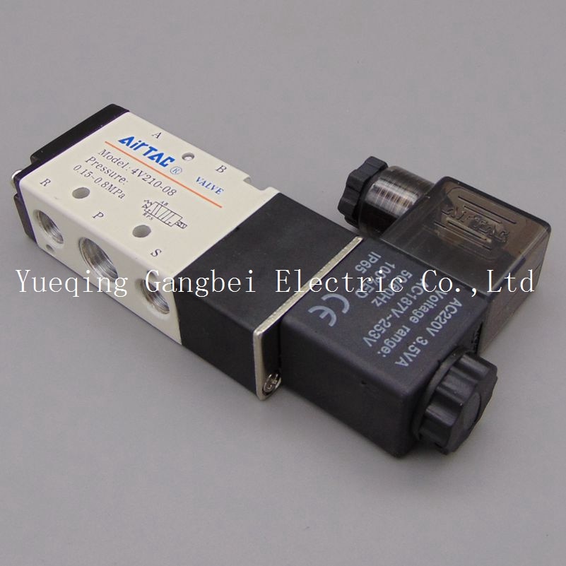 4V210-08 1/4'' Inner Guide Type 5 Way 2 Position Solenoid Valve AC110V AC220V AC380V AC24V 24V DC 12V DC