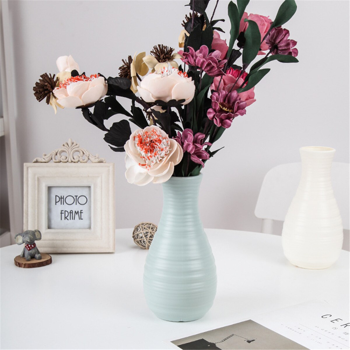 Mini Origami Plastic Imitation Ceramic Vase Flower Pot Dry Flower Basket Flower Vases For Home Nordic Decoration