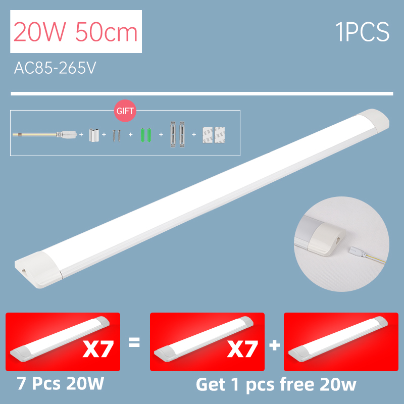T5 T8 Tubo de luz LED 220V 30cm 60cm 120cm Lámpara de pared Bombilla Lampada 20W Tobe lampa 2FT 4FT Para el hogar Cocina interior Iluminación Lámpara de barra de luz fluorescente con tubo súper brillante: Blanco / Lavender