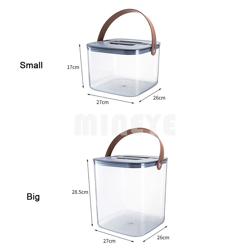 Large Airtight Food Container Plastic Transparent Rice Flour Bin Kitchen Pantry Bulk Food Storage Box with Portable Handle