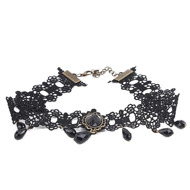 Halloween Sexy Gothic Punk Style Necklace Black Lace Neck Chain Collar