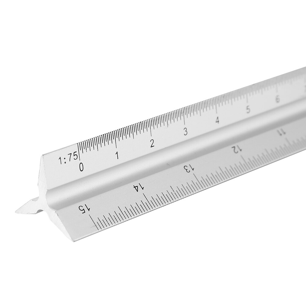 30cm Aluminum Alloy Triangular Scale Ruler Measurement Tools 3 Sides Straight Ruler for Student Draftsman Engineer