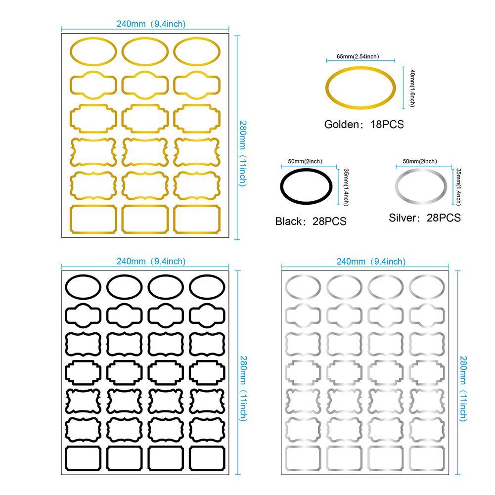 Transparent Food Spice Bottle Label Sticker Tri-color Rectangle Oval Lace Water Oil Proof Home Kitchen Bottle Can Fridge Magnet